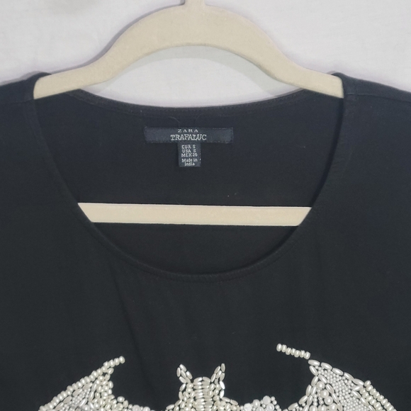 Zara Small Sleeveless Beaded Bat Goth Whimsigoth Vampire Witchy Top Blouse - Picture 2 of 10